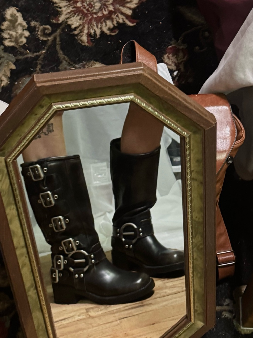 Dream Pairs Black Buckle Moto Knee-High Boots